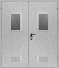 Двері протипожежні з вентиляційною сіткою та склінням ДМП ЕІ60-2-2100x1500, ЄвроСтандарт